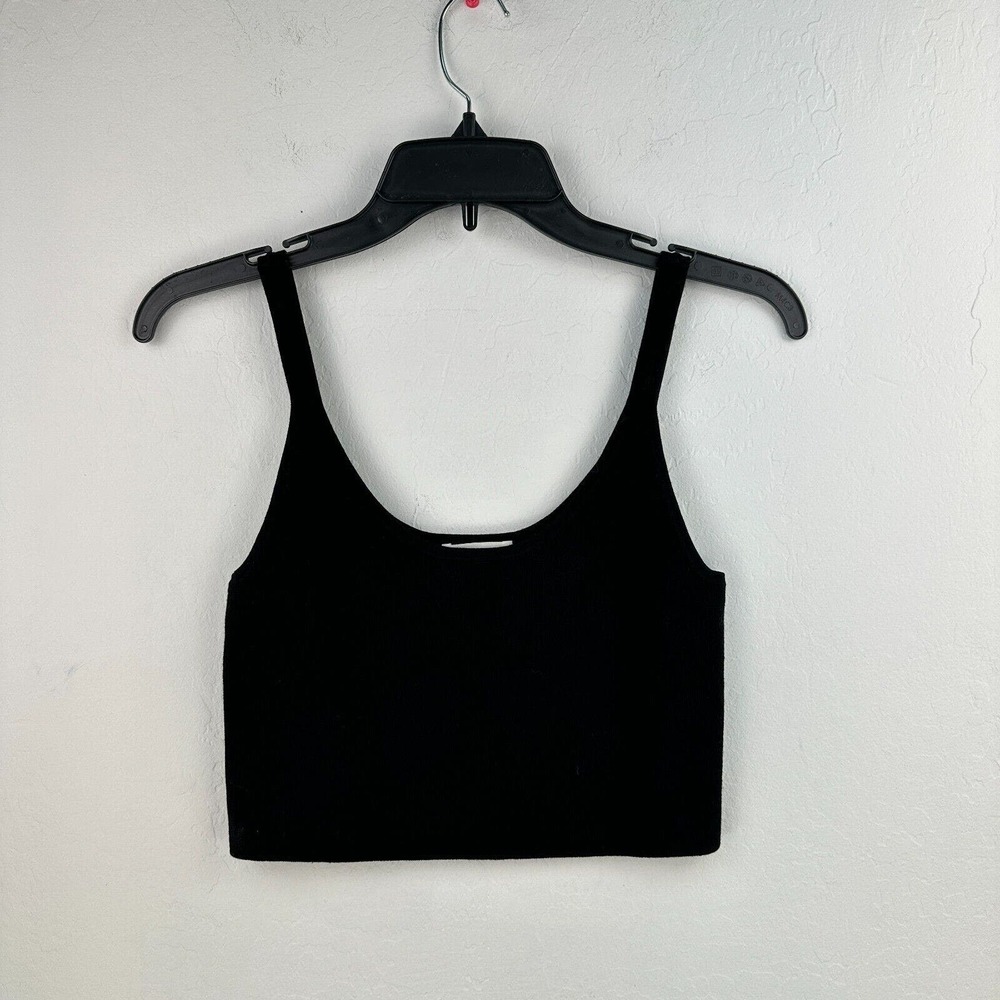 Leith Tank Top Womens Small Black Scoop Neck Pullover Vest Stretch‎ Cropped